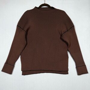 Varley Sweater Womens Small Emile Rib Knit Pullover Brown